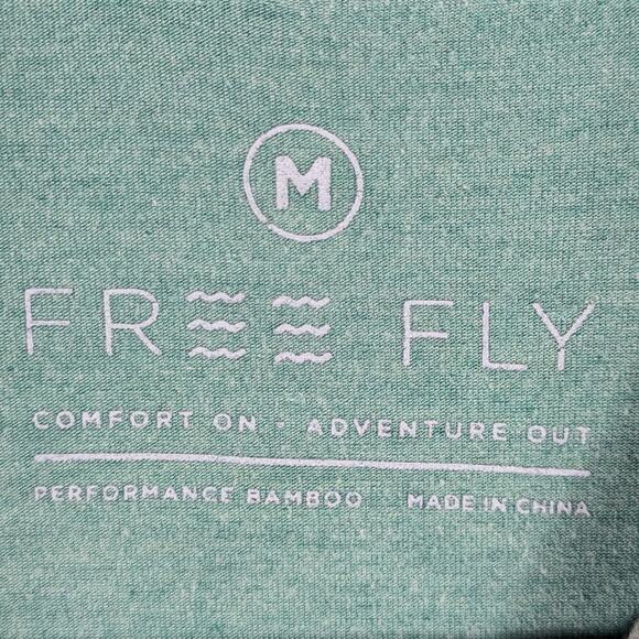 Free Fly Mens M Bamboo Performance Polo Green Short Sleeve Stretch Soft Shirt - Picture 2 of 4
